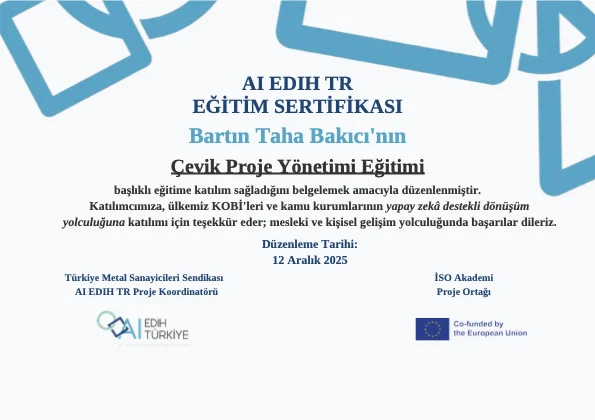 AI EDIH TR Çevik Proje Yönetimi Sertifikası